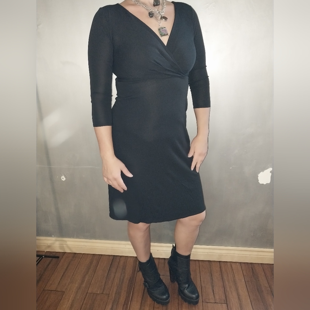 Black 3/4 sleeve midi dress Loft brand